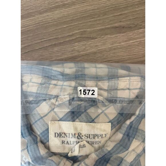 SOLD Ralph Lauren Denim & Supply Men's Button Up Blue Plaid Front Pocket XL - Picture 12 of 12